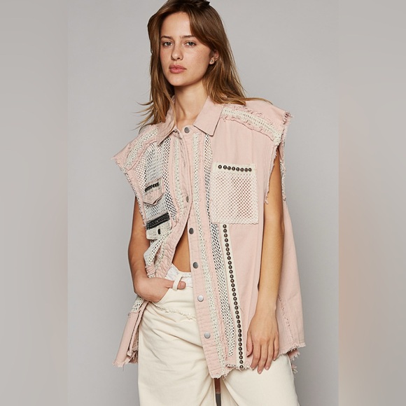 POL Jackets & Blazers - #130 CLOSEOUT FIRM🌸New! Pol Cotton Unique Mesh Vest with Studs